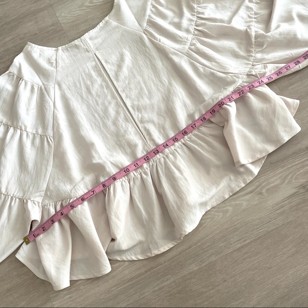 Anthropologie No Less Than poet sleeves ruffled cream top / blouse - Picture 13 of 15